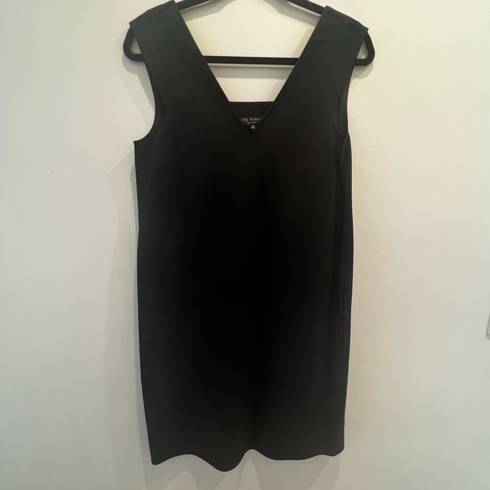 Rag and Bone Black V neck A line dress with hidden pockets - Picture 4 of 7